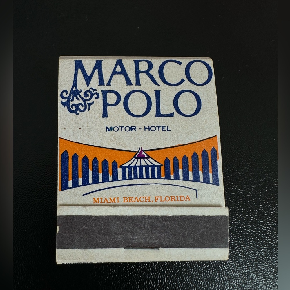 Vintage Marco Polo Motor Hotel Matchbook Miami Beach